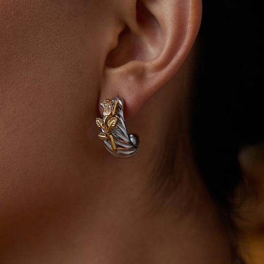 Rose Huggie Earrings