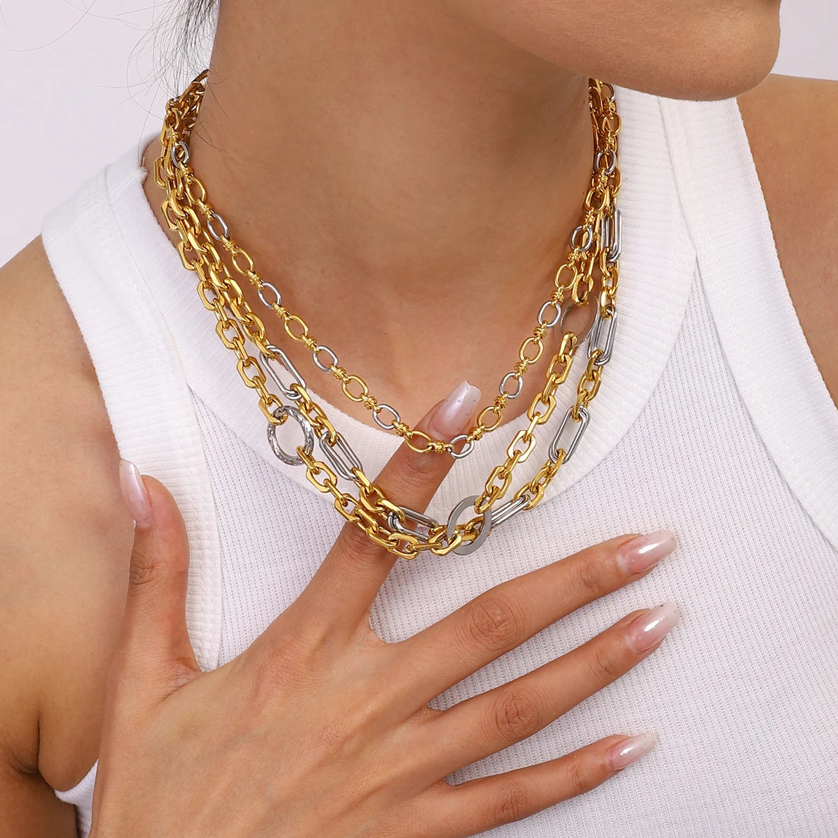 Circular Link Chain Bracelets both in 18K Gold & Silver
