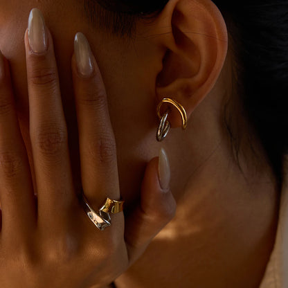 Silver & Gold Irregular Lines Earrings