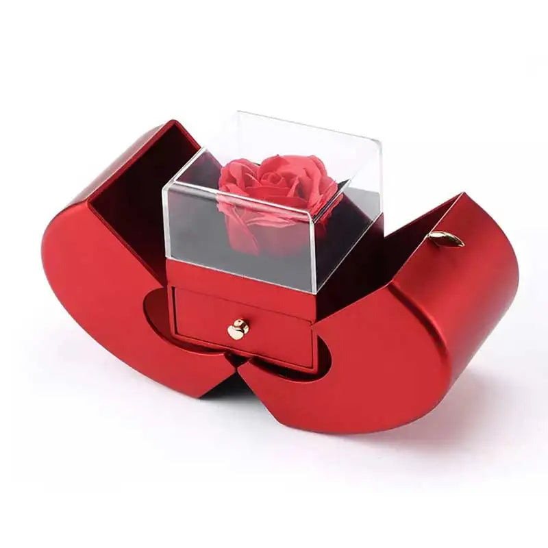 Soulmate - Eternal Rose Heart-Shaped Gift Box with Personal Card & Necklace