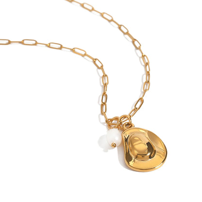 Pearl & Cowboy Hat Pendant Necklace