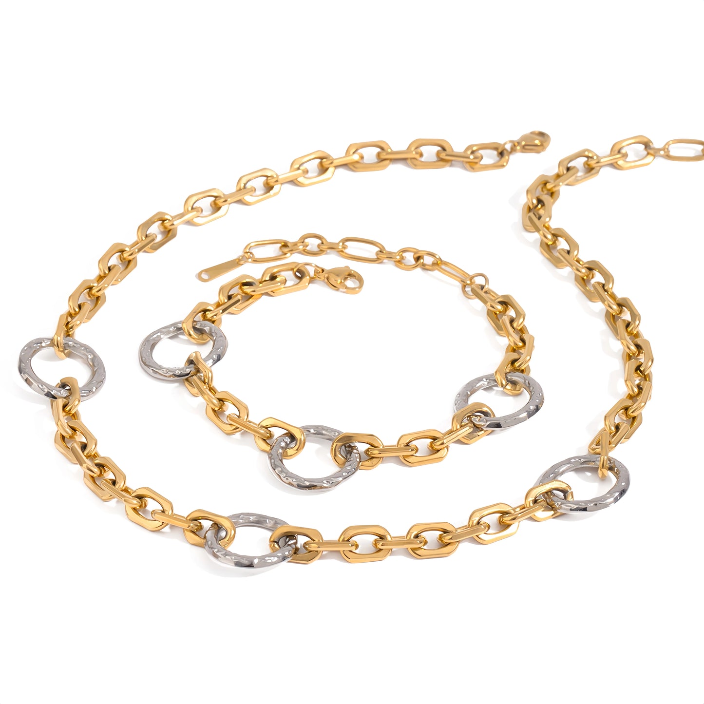 Circular Link Chain Bracelets both in 18K Gold & Silver