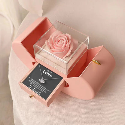 To My Love - Eternal Rose Heart-Shaped Gift Box with Personal Card & Necklace