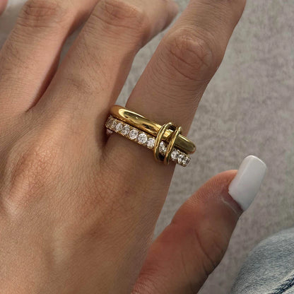 Double Layer Cubic Zirconia Ring