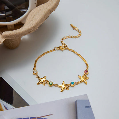 Gem Starfish Charm Bracelet