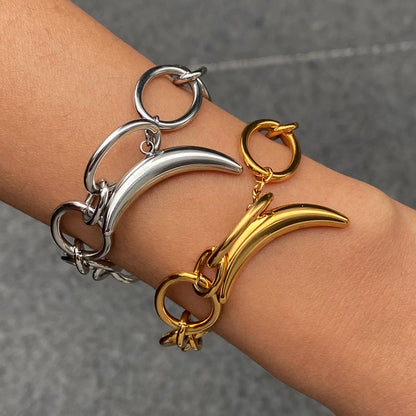 Geometric Moon Crescent Link Chain Bracelet