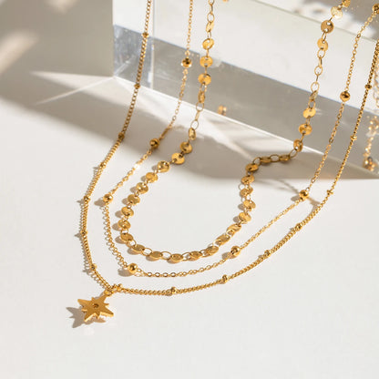 Layered Rhinestone Star Necklace