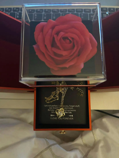 To My Love - Eternal Rose Heart-Shaped Gift Box with Personal Card & Necklace