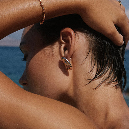 Spiraling Teardrop Stud Earring