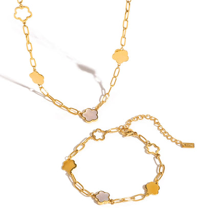 Geometric Clover Bracelet & Necklace Bundle