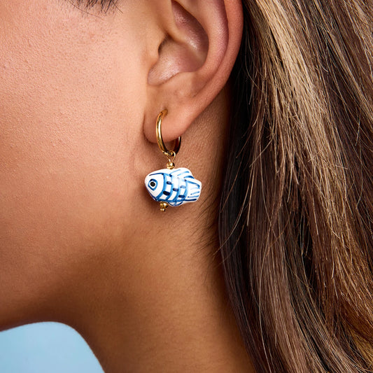 Small Fish Ceramic Drop Earrings