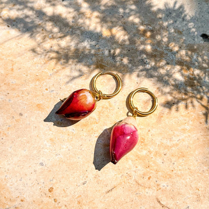Dried Summer Flower Hoop Earrings