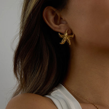 Aquamarine Starfish Stud Earrings