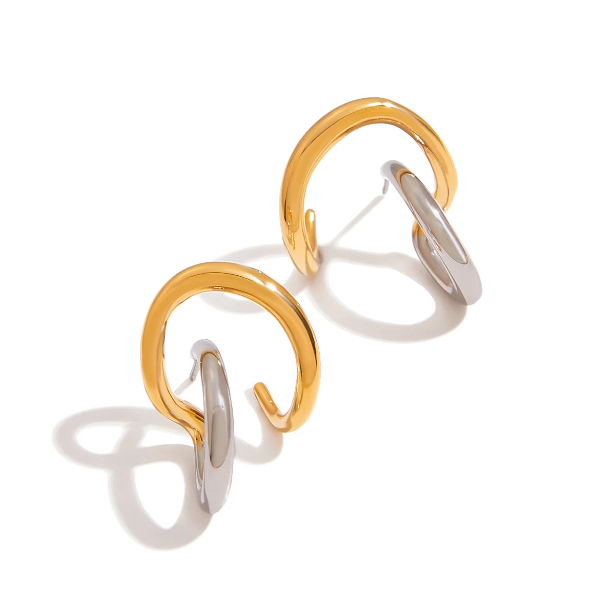 Silver & Gold Irregular Lines Earrings