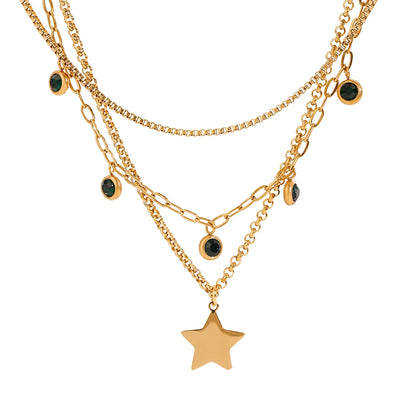 Three Layers Green Rhinestone Star Pendant
