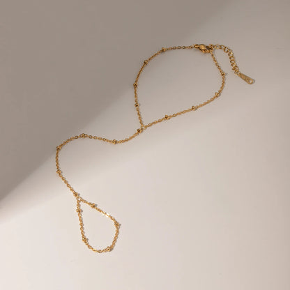 Bead Chain Ring Bracelet - Women's Fashion Jewelry Gift - 18K Gold Plated