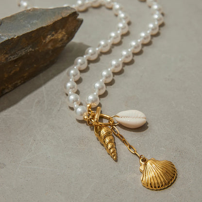 Freshwater Pearl Clam Charm Necklace