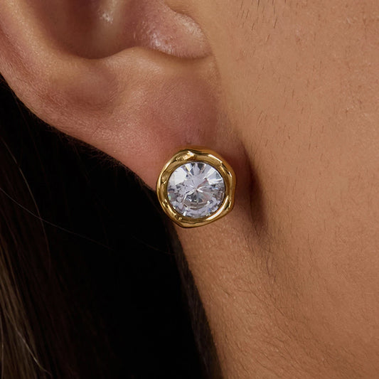 Zirconia Gem Stud Earrings