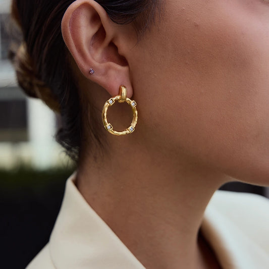 Geometric Colorful Gemstones Drop Earrings