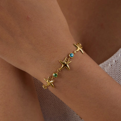 Gem Starfish Charm Bracelet