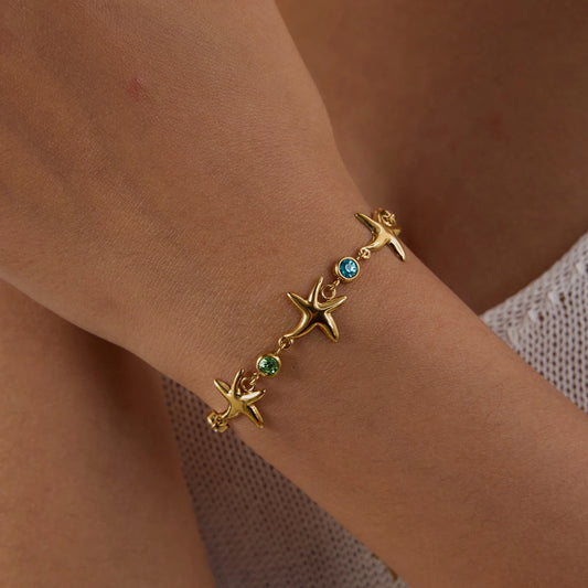 Gem Starfish Charm Bracelet