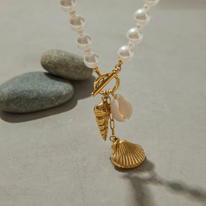 Freshwater Pearl Clam Charm Necklace