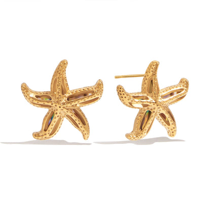 Aquamarine Starfish Stud Earrings