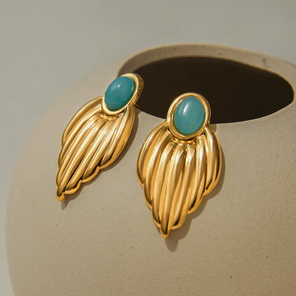 Multicolor Stone & Pearl Stud Earrings