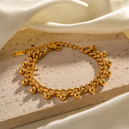 Cuban Chain Ball Bead Tassel Bracelet
