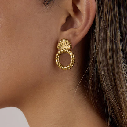Twisted Hoop Seashell Earrings