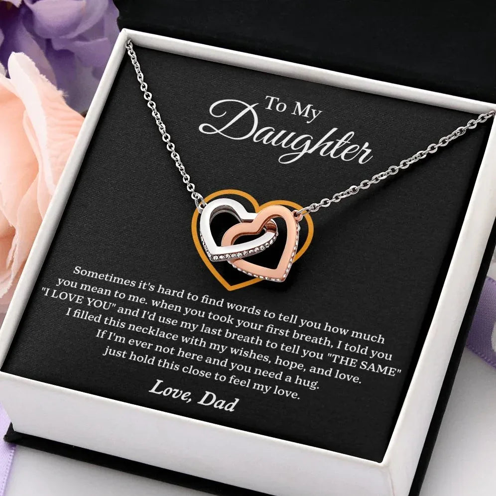 Daughter - Love You Always - Interlocking Hearts Necklace