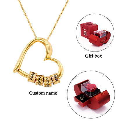 Collar de corazón personalizado "Abrazo de Madre" y conjunto de caja de regalo con forma de corazón 