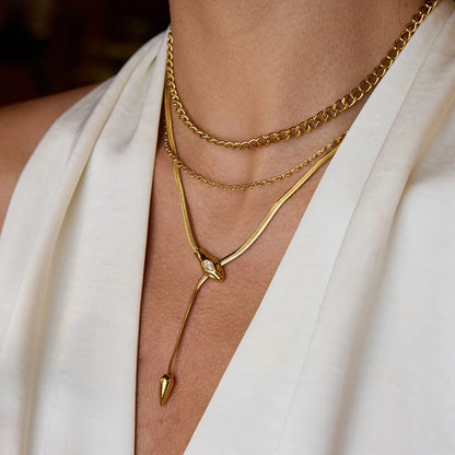 Zirconia Snake Pendant Necklace