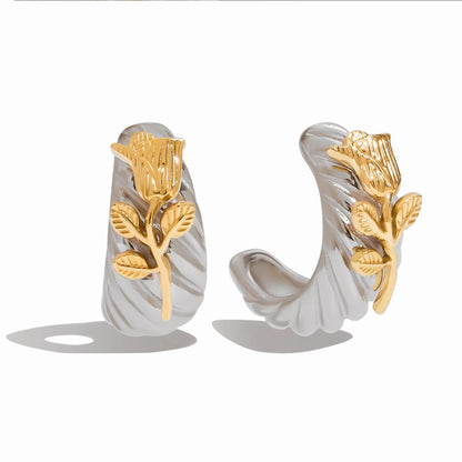 Rose Huggie Earrings