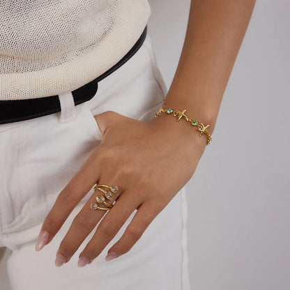 Gem Starfish Charm Bracelet