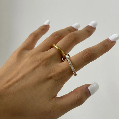 Double Layer Cubic Zirconia Ring