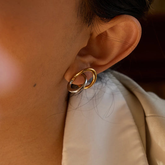 Silver & Gold Irregular Lines Earrings