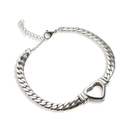 Cuban Chain Heart Bracelet