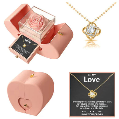 To My Love - Eternal Rose Heart-Shaped Gift Box with Personal Card & Necklace