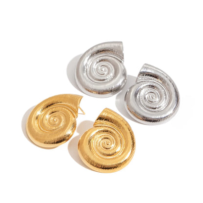 Spiraling Conch Stud Earrings