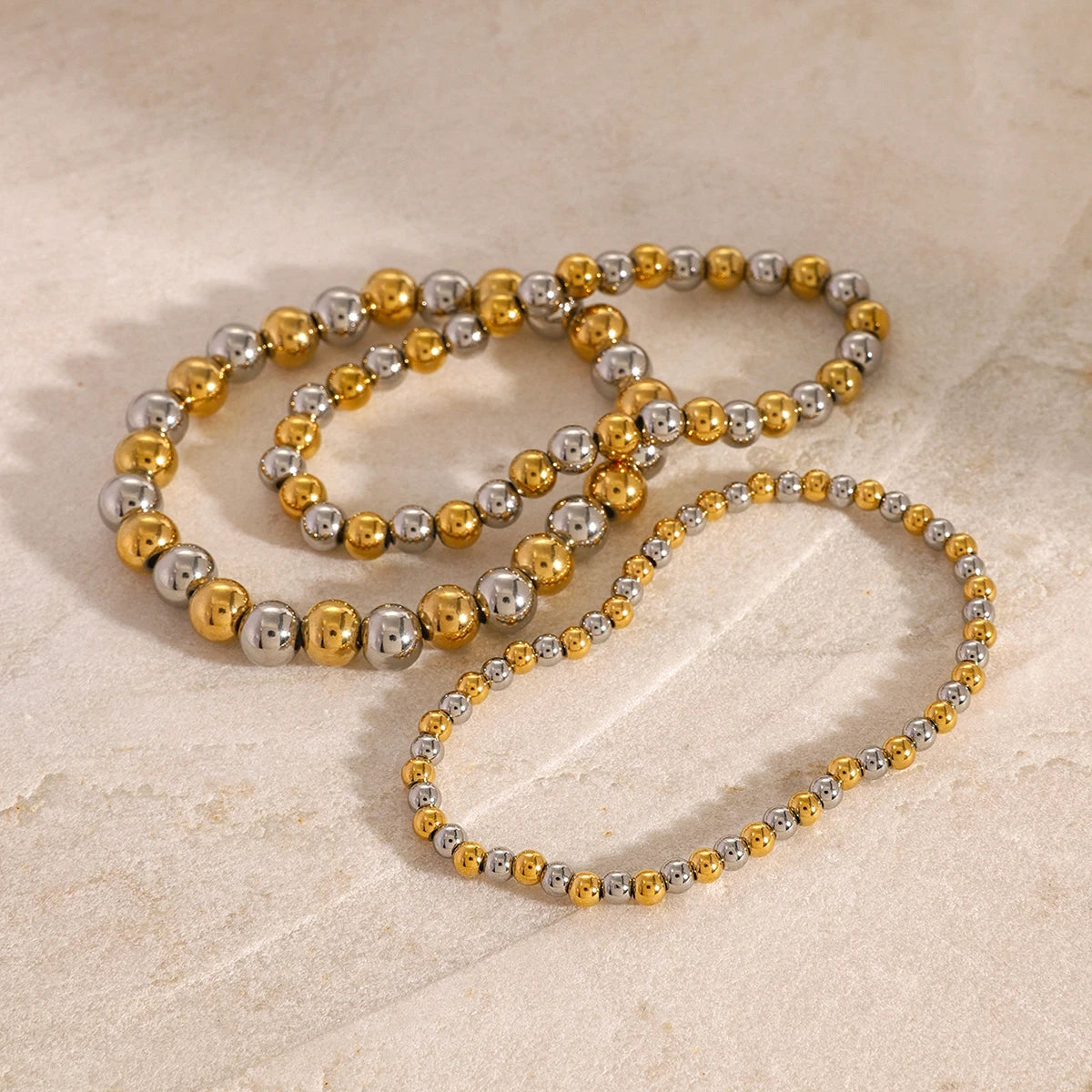 Minimalist Gold Silver Bead Bracelets