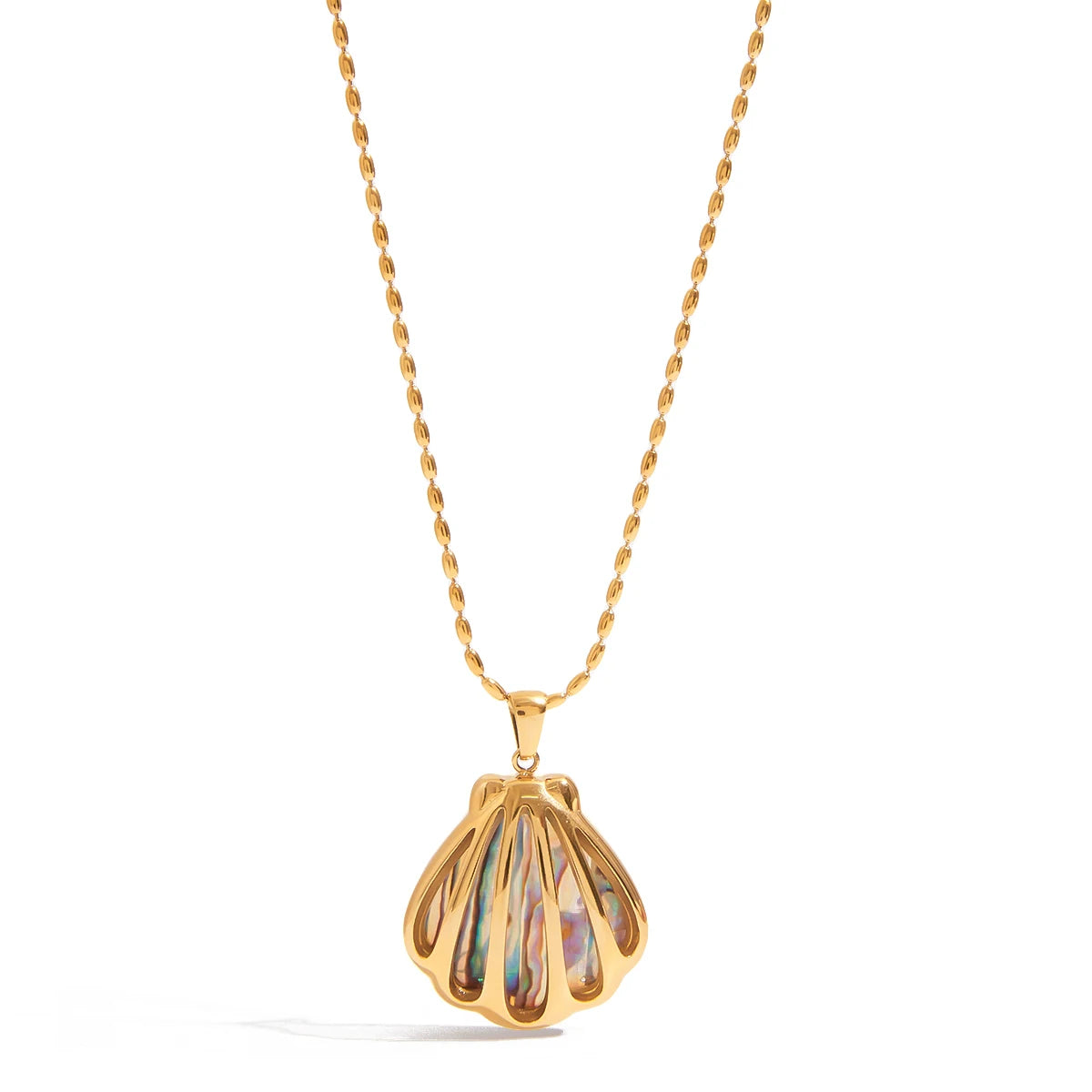 Aquamarine Clam Pendant Necklace