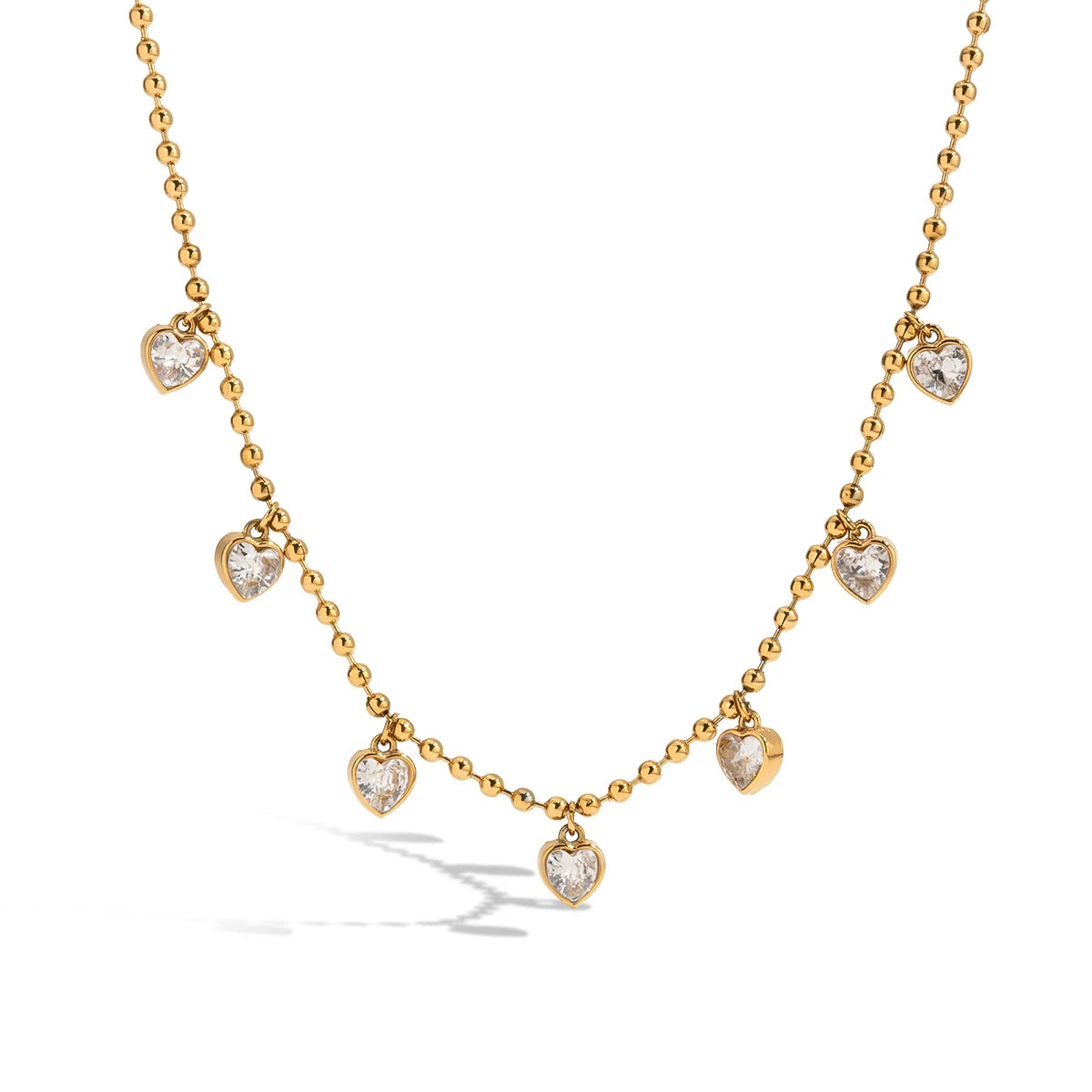 Multiple Zirconia Hearts Charm Necklace