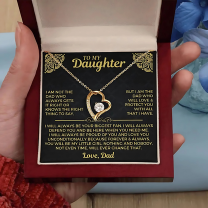 Daughter - Will Always Love & Protect You - Biggest Fan Heart Necklace