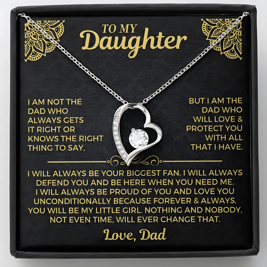 Daughter - Will Always Love & Protect You - Biggest Fan Heart Necklace