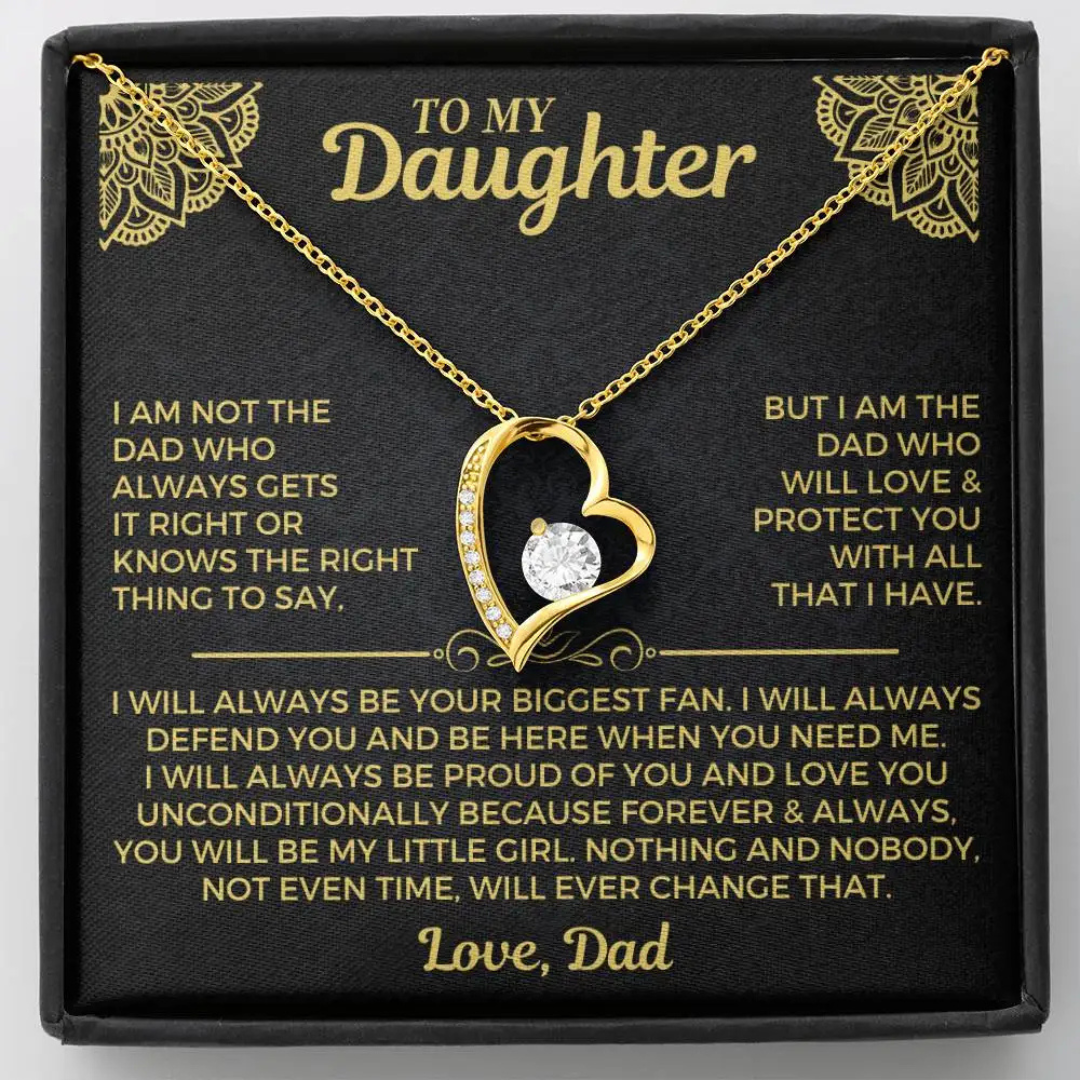 Daughter - Will Always Love & Protect You - Biggest Fan Heart Necklace