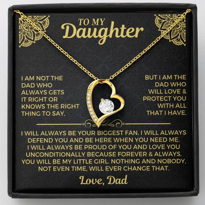 Daughter - Will Always Love & Protect You - Biggest Fan Heart Necklace