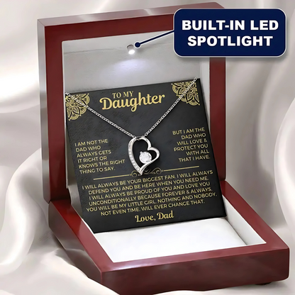 Daughter - Will Always Love & Protect You - Biggest Fan Heart Necklace