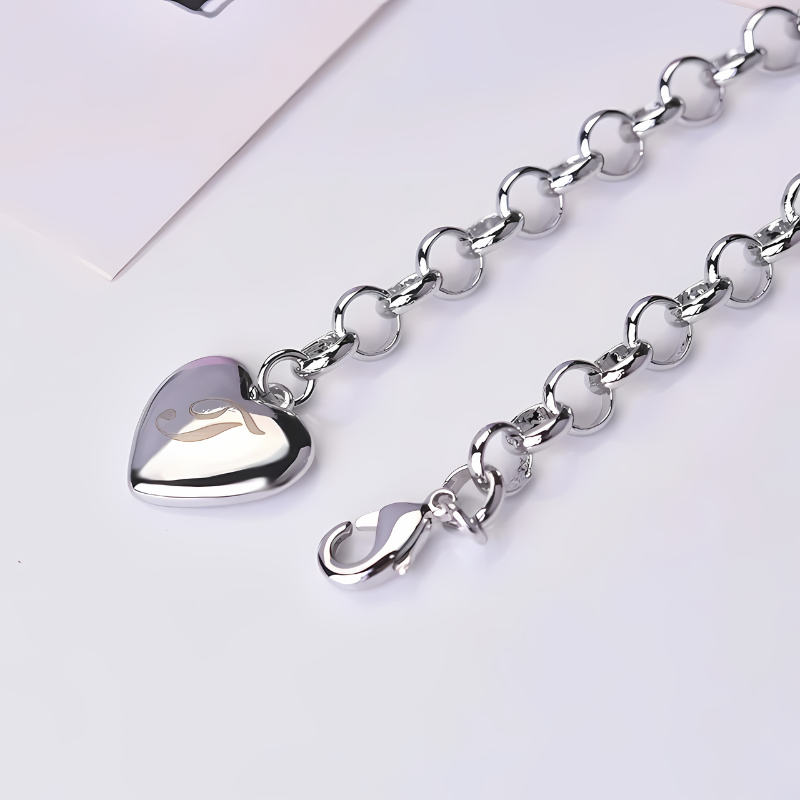 Heart Bracelet with Customizable Letter Engravings - Women