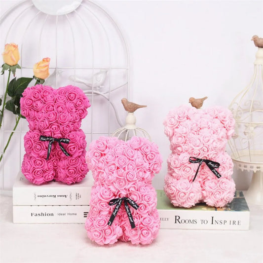 1Pc 25Cm Artificial Foam Flowers Bear Rose Bear Romantic Creative Gifts for Valentines Day Mothers Day Anniversary Wedding